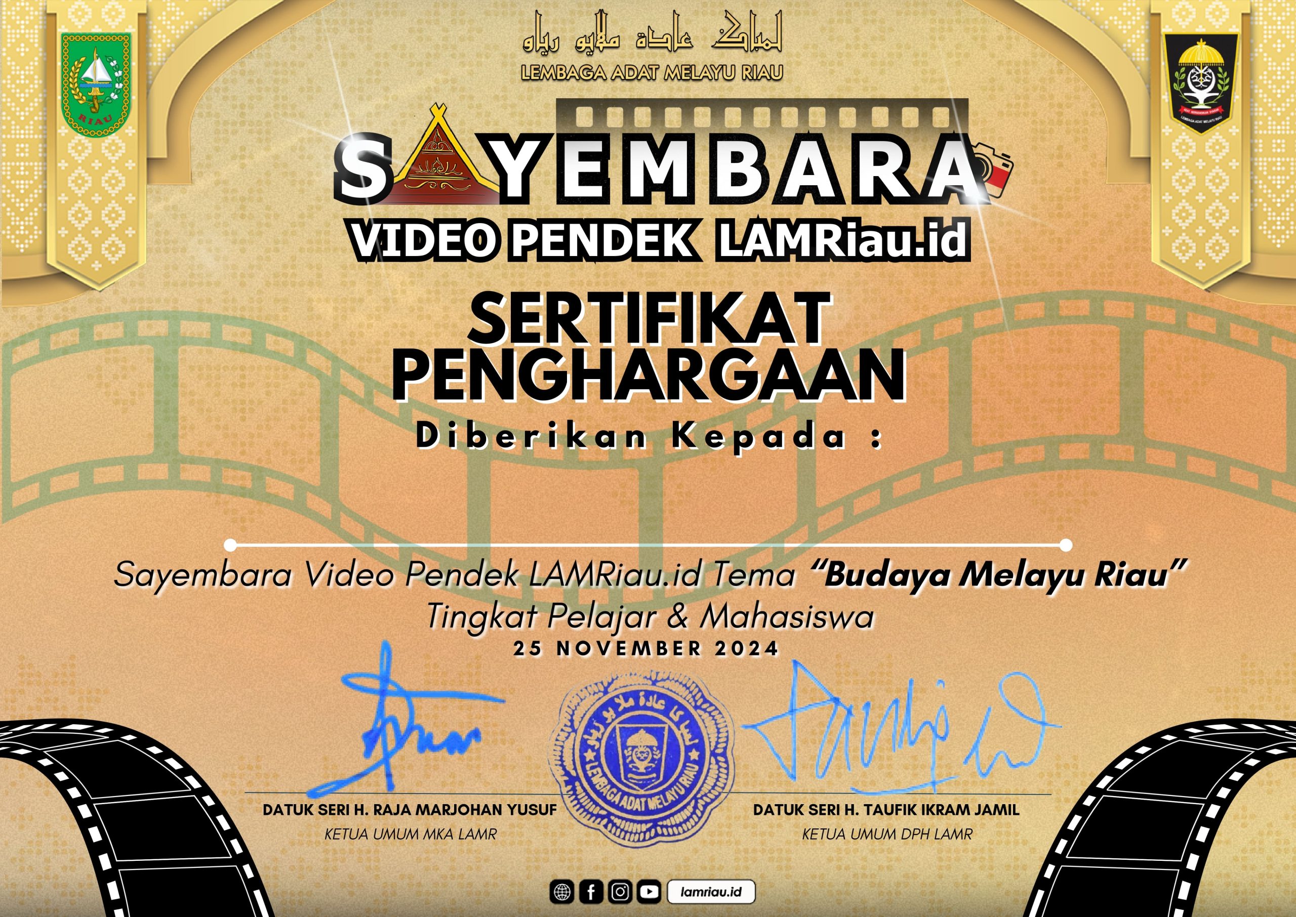 Sayembara Video Pendek LAMRiau.id Tema "Budaya Melayu Riau"