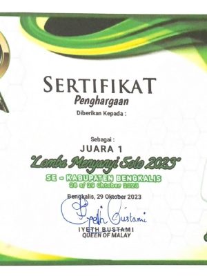 Lomba Menyanyi Solo Tahun 2023 Se-Kabupaten Bengkalis