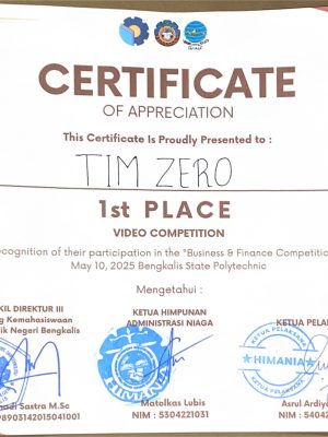 VIDEO COMPETITION In recognition of their participation in the "Business & Finance Competition" on May 10, 2025 Bengkalis State Polytechnic VIDEO COMPETITION In recognition of their participation in the "Business & Finance Competition" on May 10, 2025 Bengkalis State Polytechnic